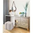 Maklaine Contemporary Upholstered Flower Shaped Cream Velvet Ottoman