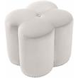 Maklaine Contemporary Upholstered Flower Shaped Cream Velvet Ottoman