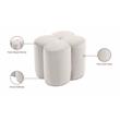 Maklaine Contemporary Upholstered Flower Shaped Cream Velvet Ottoman