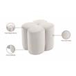 Maklaine Contemporary Upholstered Flower Shaped Cream Velvet Ottoman