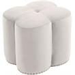 Maklaine Contemporary Upholstered Flower Shaped Cream Velvet Ottoman