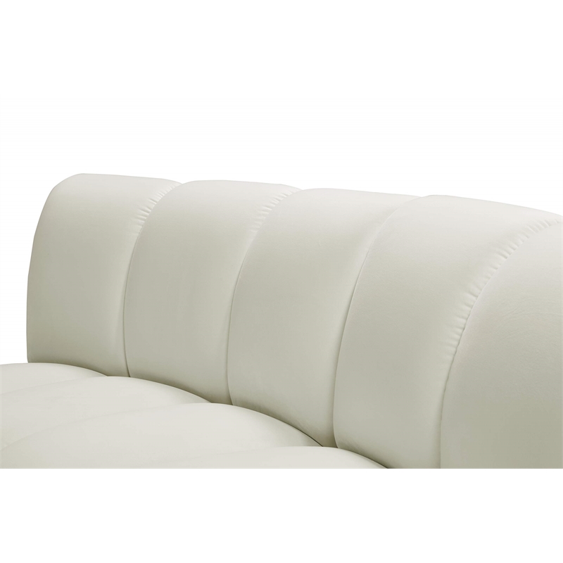 Maklaine Contemporary Upholstered Cream Velvet 2pc. Modular Sectional