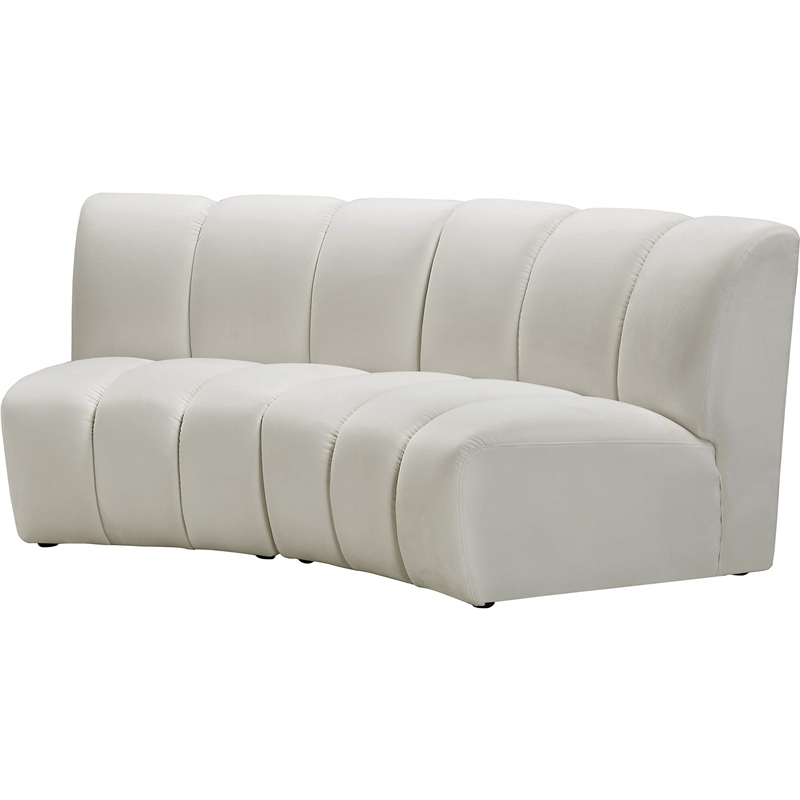 Maklaine Contemporary Upholstered Cream Velvet 2pc. Modular Sectional