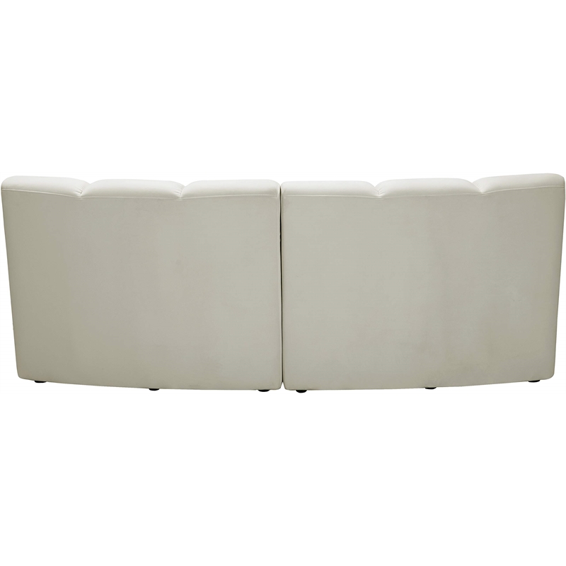 Maklaine Contemporary Upholstered Cream Velvet 2pc. Modular Sectional