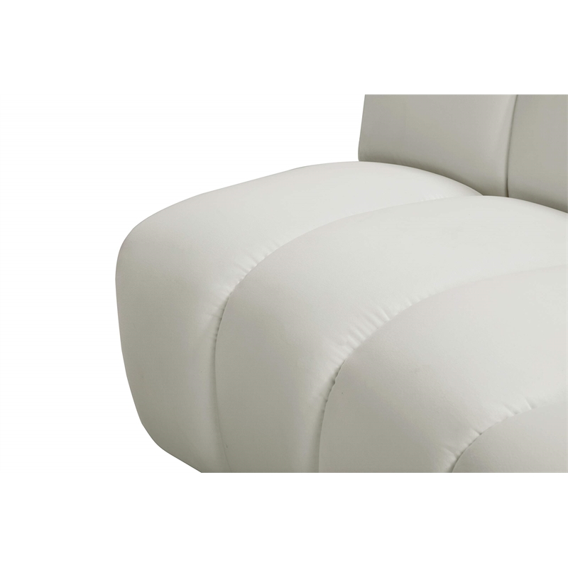 Maklaine Contemporary Upholstered Cream Velvet 2pc. Modular Sectional