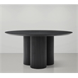 Maklaine Contemporary Soft Rich Black Finish Oak Veneer Top Dining Table