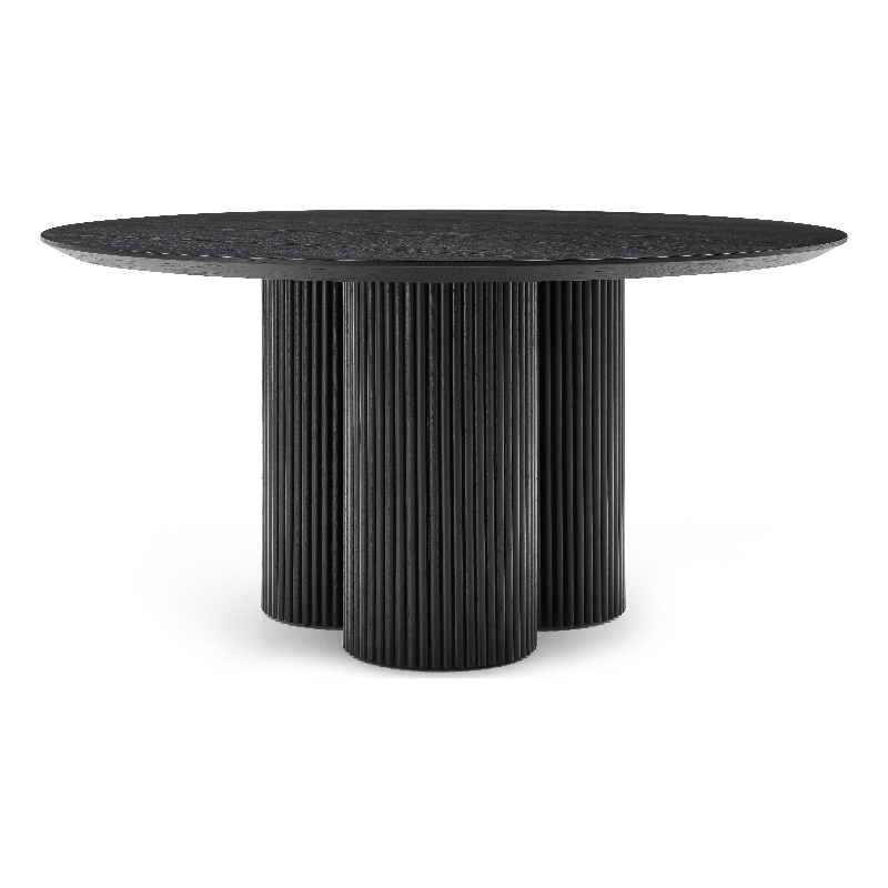 Maklaine Contemporary Soft Rich Black Finish Oak Veneer Top Dining Table