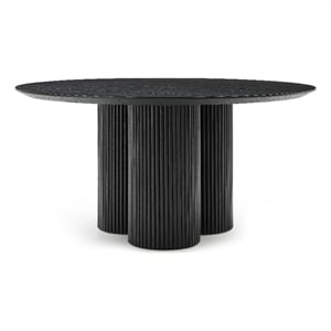 Maklaine Contemporary Soft Rich Black Finish Oak Veneer Top Dining Table