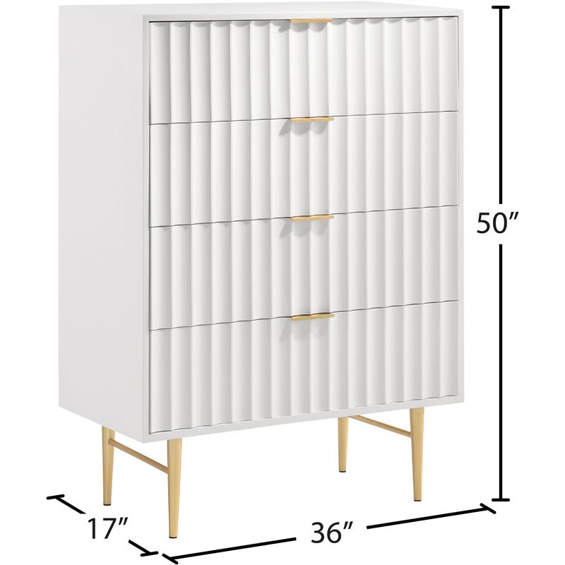 Maklaine Contemporary Chest with Curved Drawer Fronts in White Medium Gloss