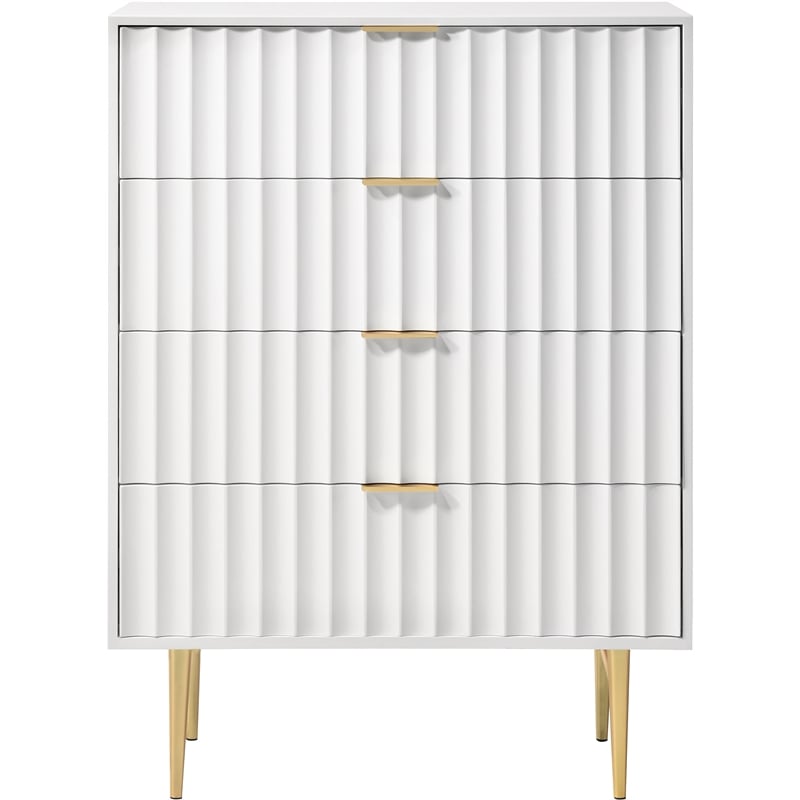 Maklaine Contemporary Chest with Curved Drawer Fronts in White Medium Gloss