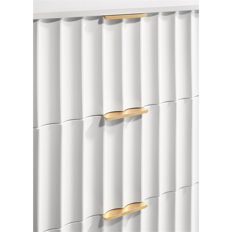 Maklaine Contemporary Chest with Curved Drawer Fronts in White Medium Gloss