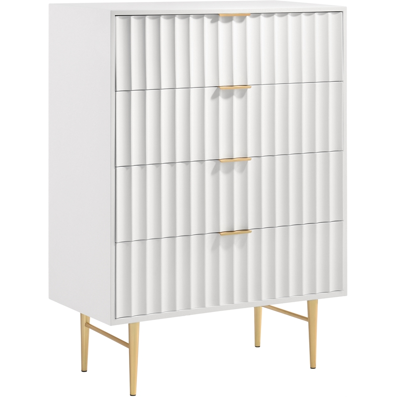Maklaine Contemporary Chest with Curved Drawer Fronts in White Medium Gloss