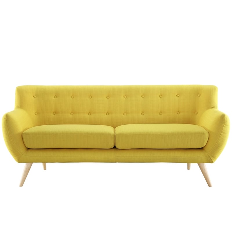 Maklaine Contemporary Upholstered Fabric Sofa in Sunny Yellow