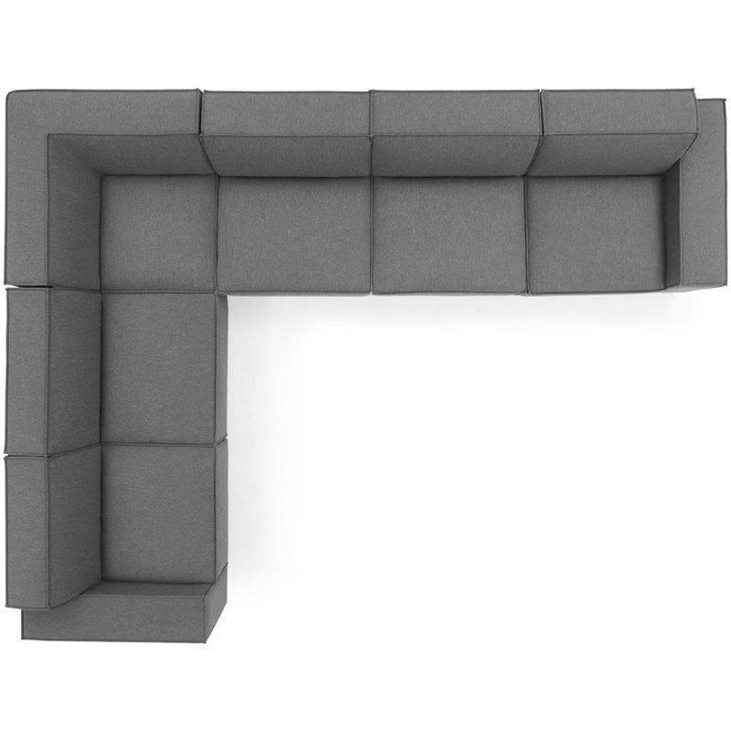 Maklaine Contemporary 6-Piece Fabric Sectional Sofa in Charcoal