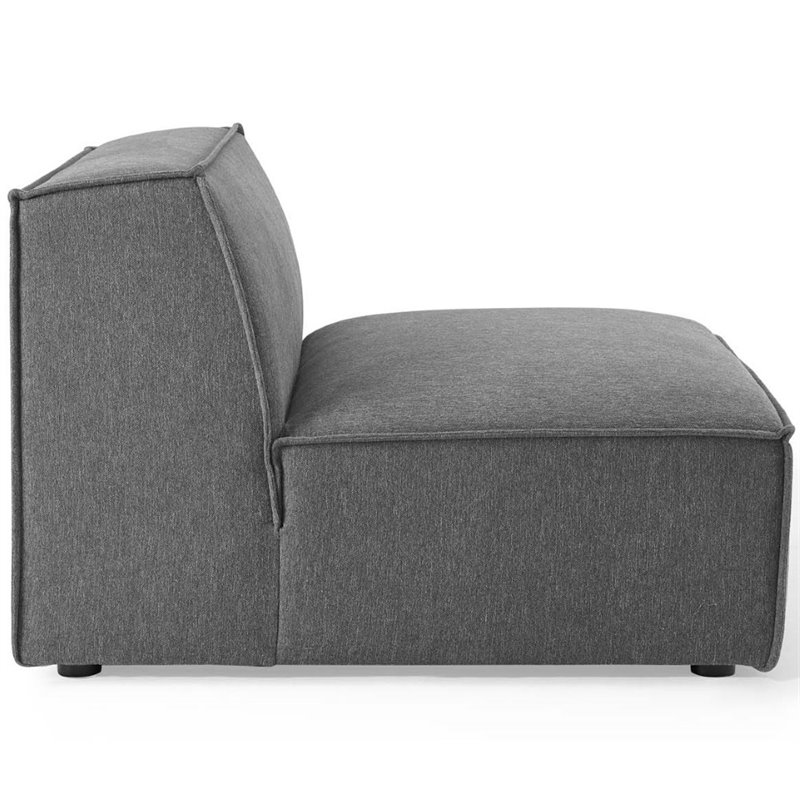 Maklaine Contemporary 6-Piece Fabric Sectional Sofa in Charcoal