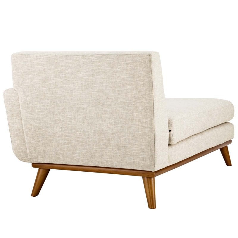 Maklaine Right-Facing Upholstered Fabric and Wood Chaise in Beige
