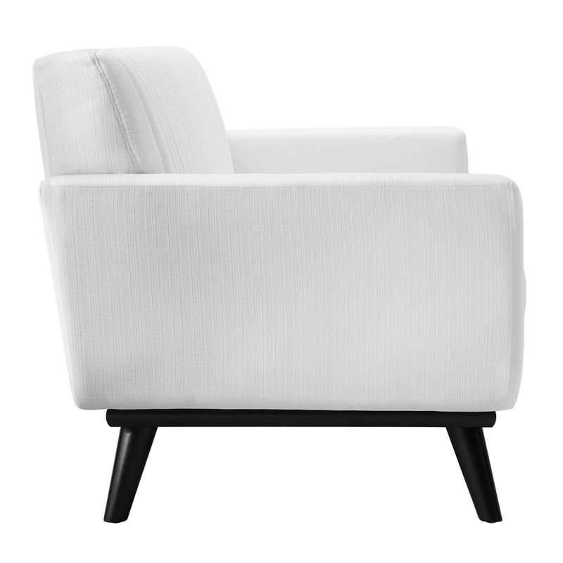 Maklaine Modern Channel Tufted Polyester Fabric Loveseat in White