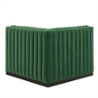 Maklaine Modern Channel Tufted Velvet Right Corner Chair in Green