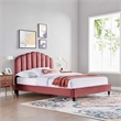 Maklaine Modern Performance Velvet Queen Platform Bed in Dusty Rose