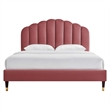 Maklaine Modern Performance Velvet Queen Platform Bed in Dusty Rose