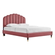Maklaine Modern Performance Velvet Queen Platform Bed in Dusty Rose