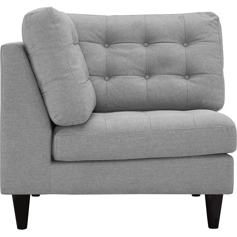 Maklaine Upholstered Polyester Fabric Sofa Corner Chair in Light Gray