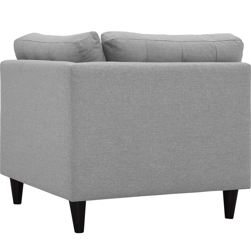 Maklaine Upholstered Polyester Fabric Sofa Corner Chair in Light Gray