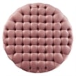 Maklaine Modern Button Tufted Round Velvet Ottoman in Dusty Rose Pink