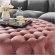 Maklaine Modern Button Tufted Round Velvet Ottoman in Dusty Rose Pink