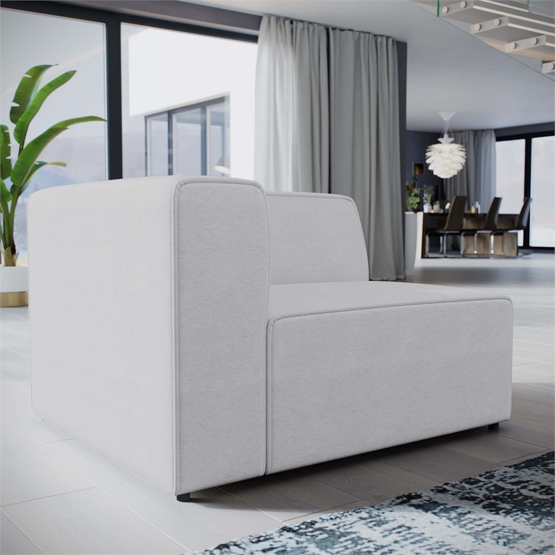 Maklaine Modern Style Polyester Fabric Left-Facing Sofa Chair in White