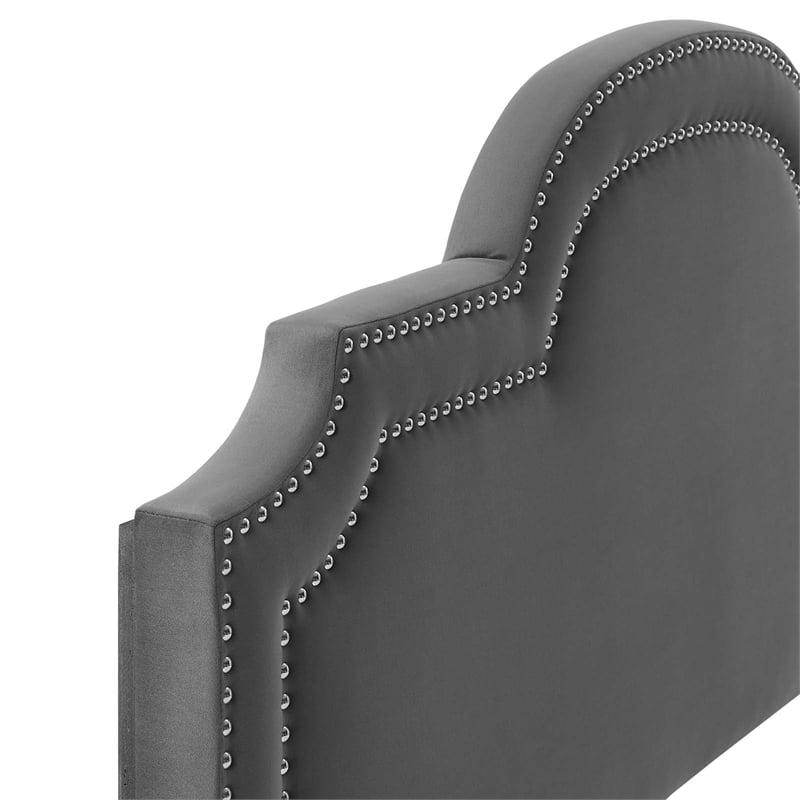 Maklaine Performance Velvet King/California King Headboard in Charcoal