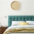 Maklaine Queen Biscuit Tufted Performance Velvet Platform Bed in Teal Blue