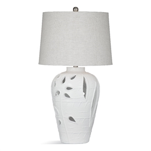 maklaine modern / contemporary white finish resin table lamp