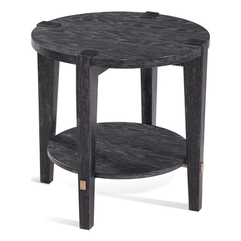 Maklaine Modern / Contemporary Round End Table in Black Wood