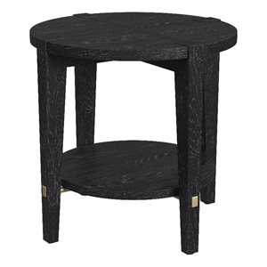 Maklaine Modern / Contemporary Round End Table in Black Wood