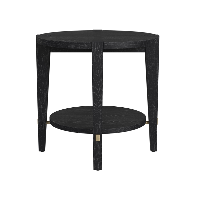 Maklaine Modern / Contemporary Round End Table in Black Wood