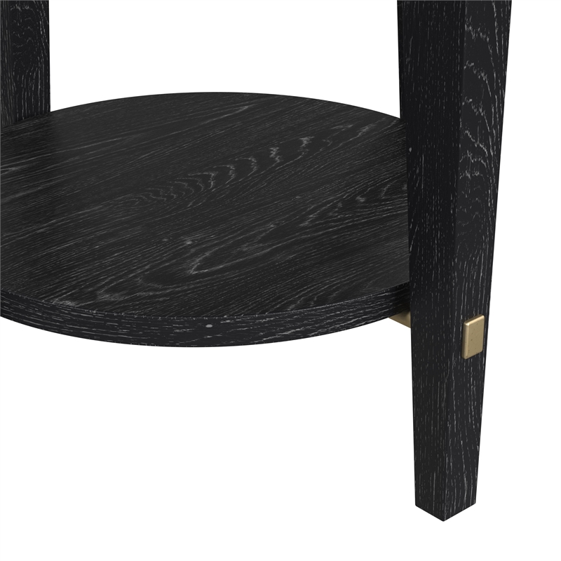 Maklaine Modern / Contemporary Round End Table in Black Wood