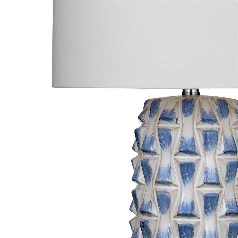 Maklaine Contemporary Stones Table Lamp in Blue Finish Ceramic