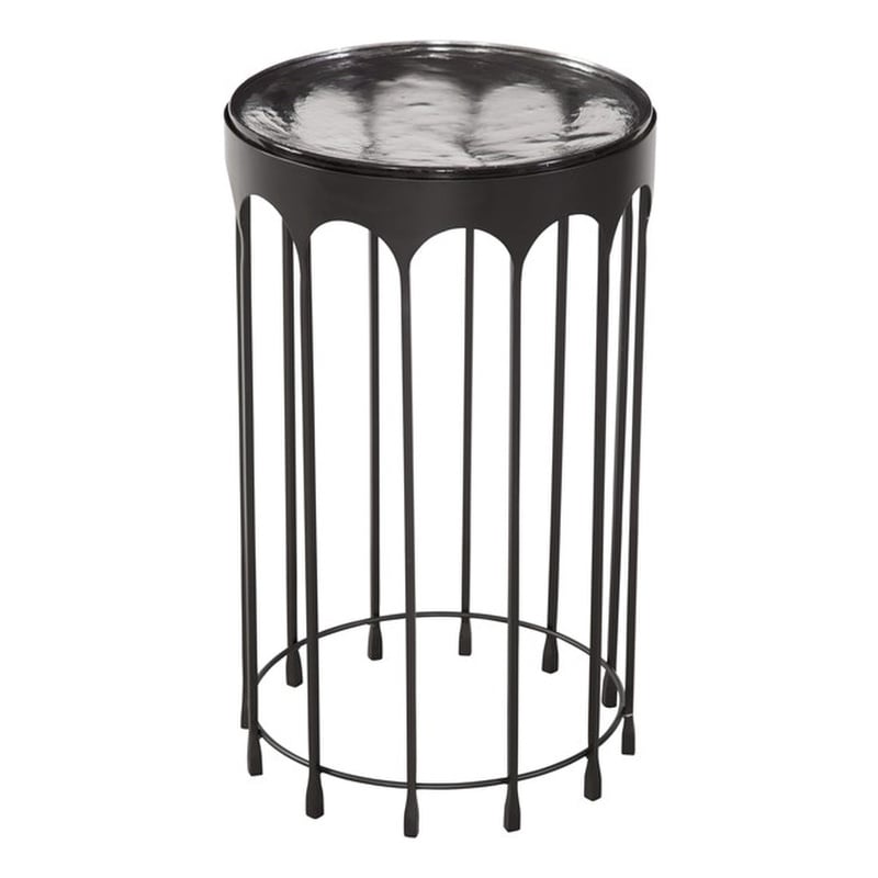 Maklaine Contemporary Accent Table in Matte Black Finish Metal
