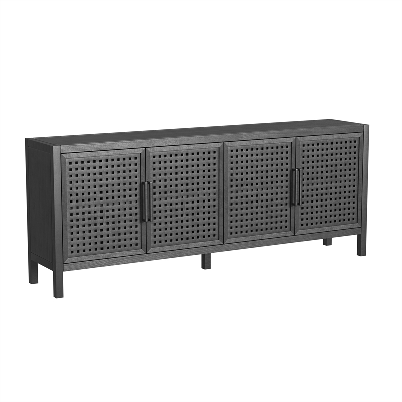 Maklaine Contemporary Server in Black Natural Finish Mango Wood
