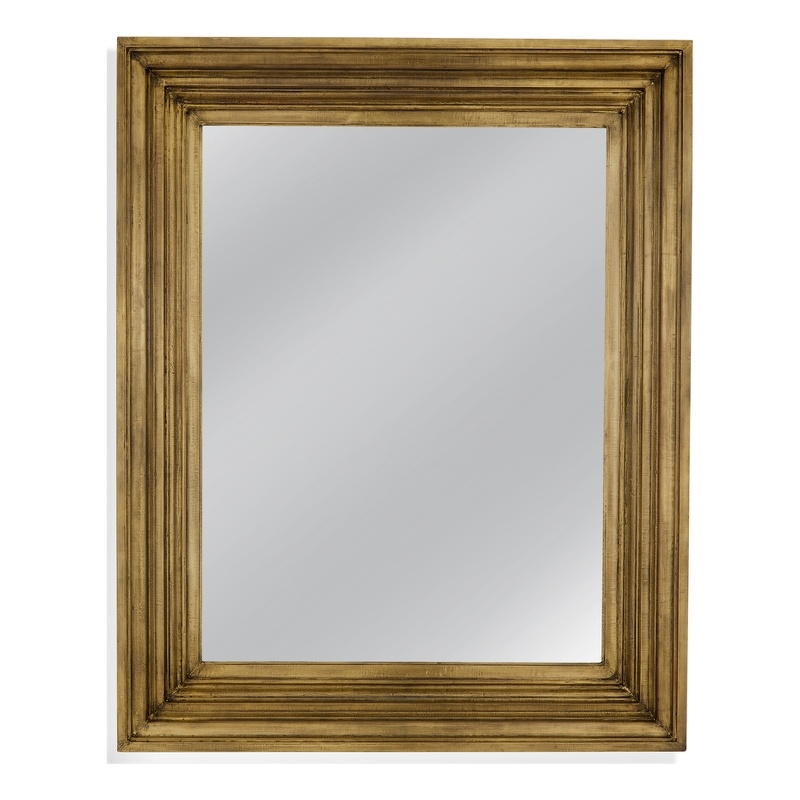 Maklaine Contemporary Engineered Wood Wall Mirror in Brass Clad