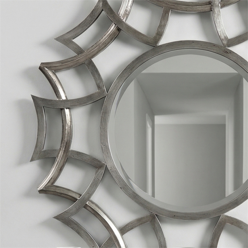 Maklaine Contemporary Modern Polyurethane Wall Mirror in Silver