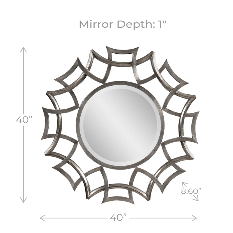 Maklaine Contemporary Modern Polyurethane Wall Mirror in Silver