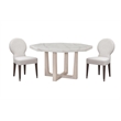 Maklaine Contemporary Wood Dining Table with Marble Top in White