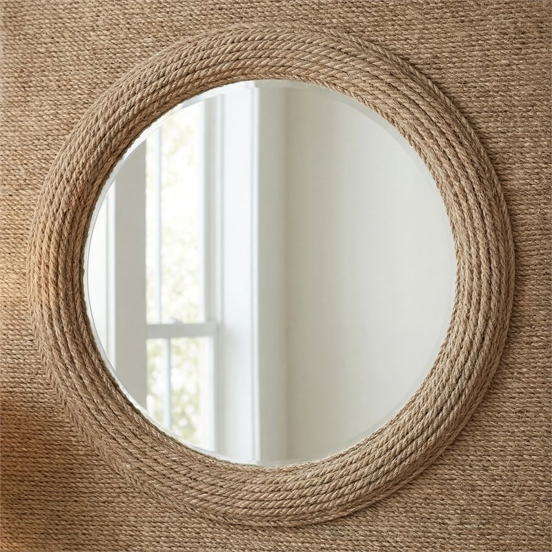 Maklaine Modern / Contemporary Wall Mirror in Natural Finish Wood