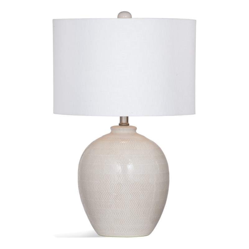 Maklaine Modern / Contemporary Ceramic Table Lamp in White Finish