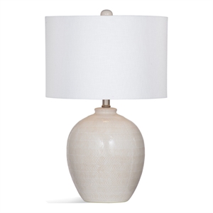 Maklaine Modern / Contemporary Ceramic Table Lamp in White Finish