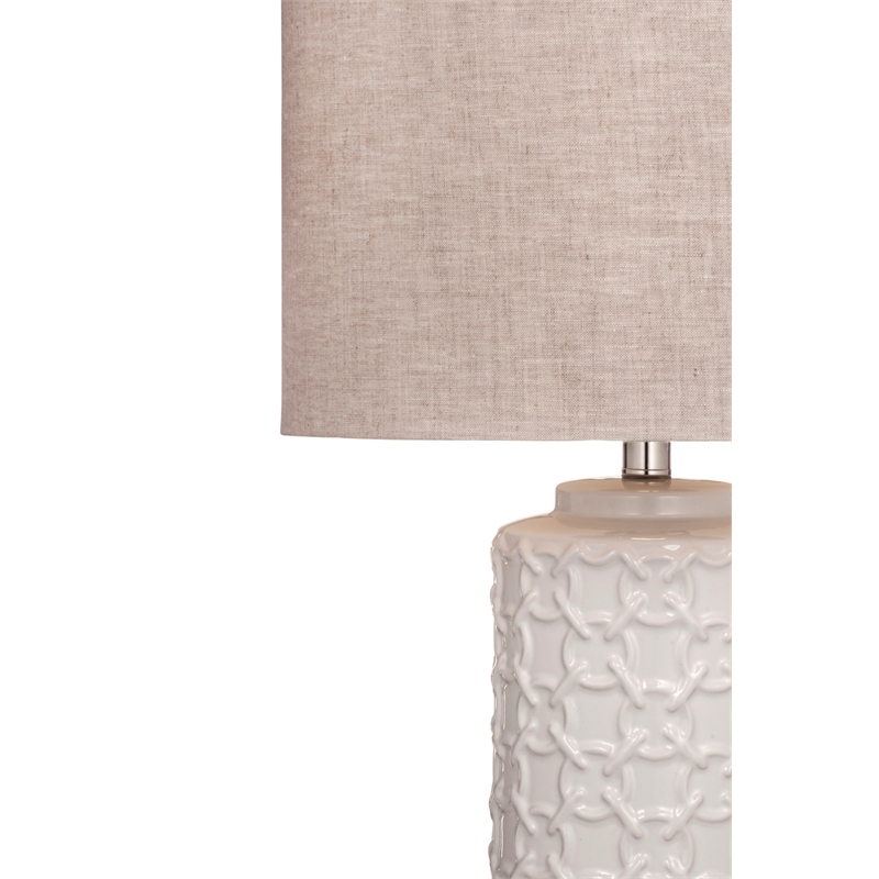 Maklaine Modern / Contemporary Table Lamp in White Finish Ceramic