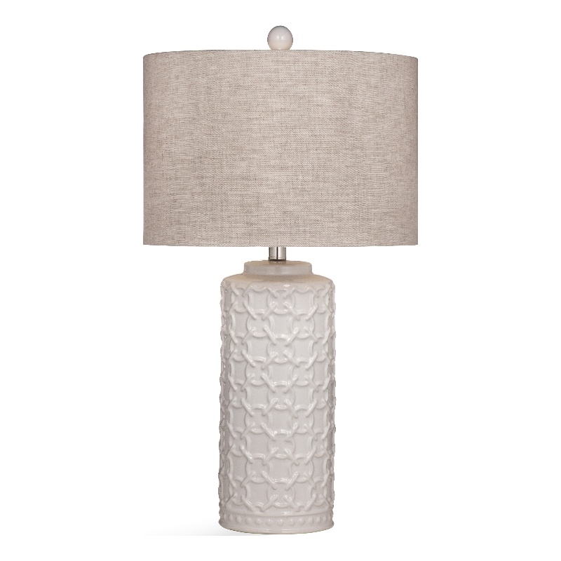 Maklaine Modern / Contemporary Table Lamp in White Finish Ceramic