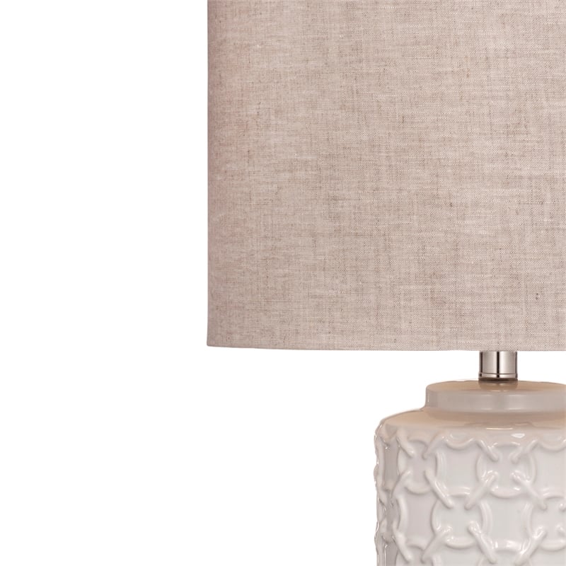 Maklaine Modern / Contemporary Table Lamp in White Finish Ceramic